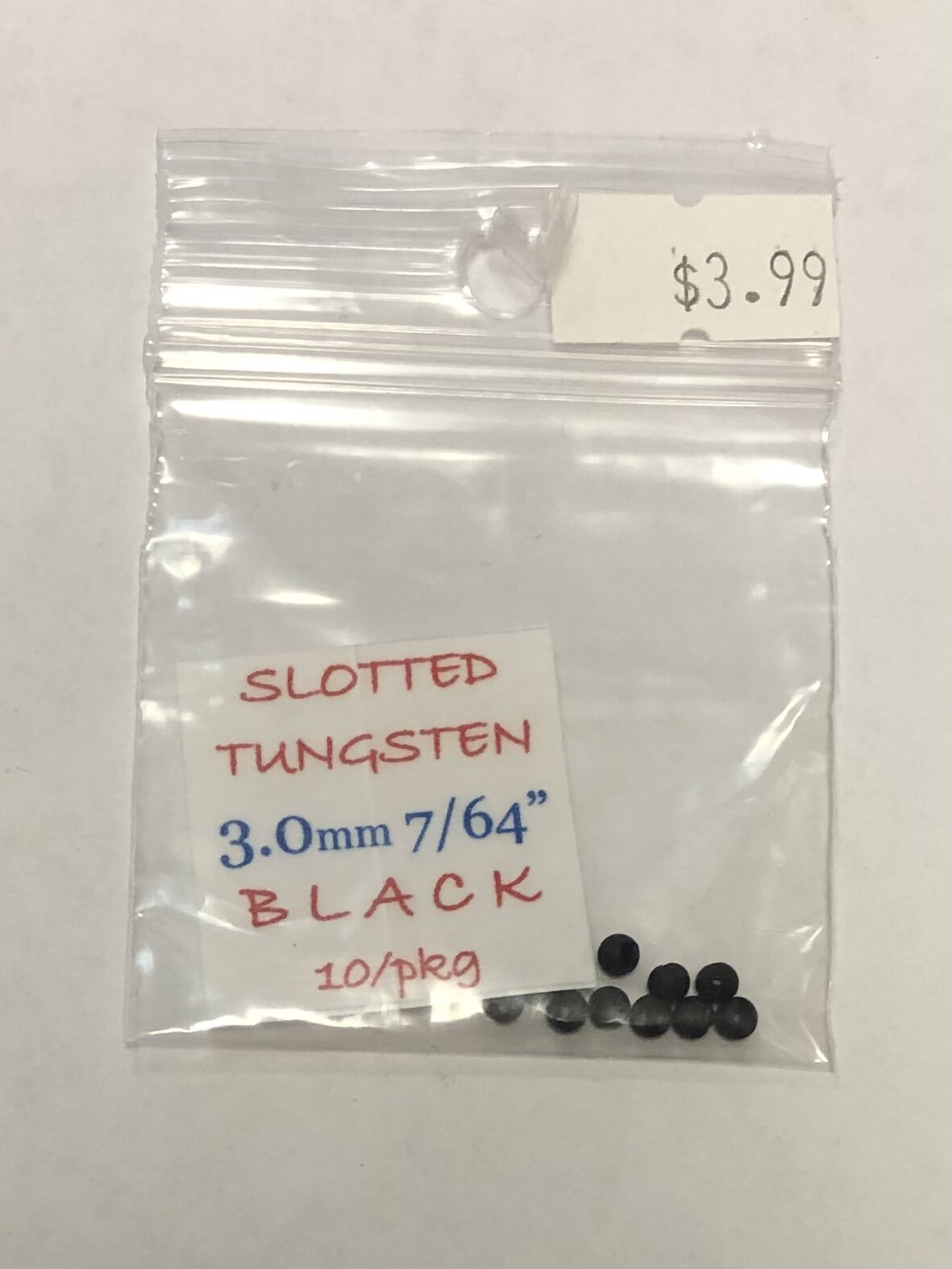 Matte Black Slotted Tungsten Bead 10/PKG - 7/64